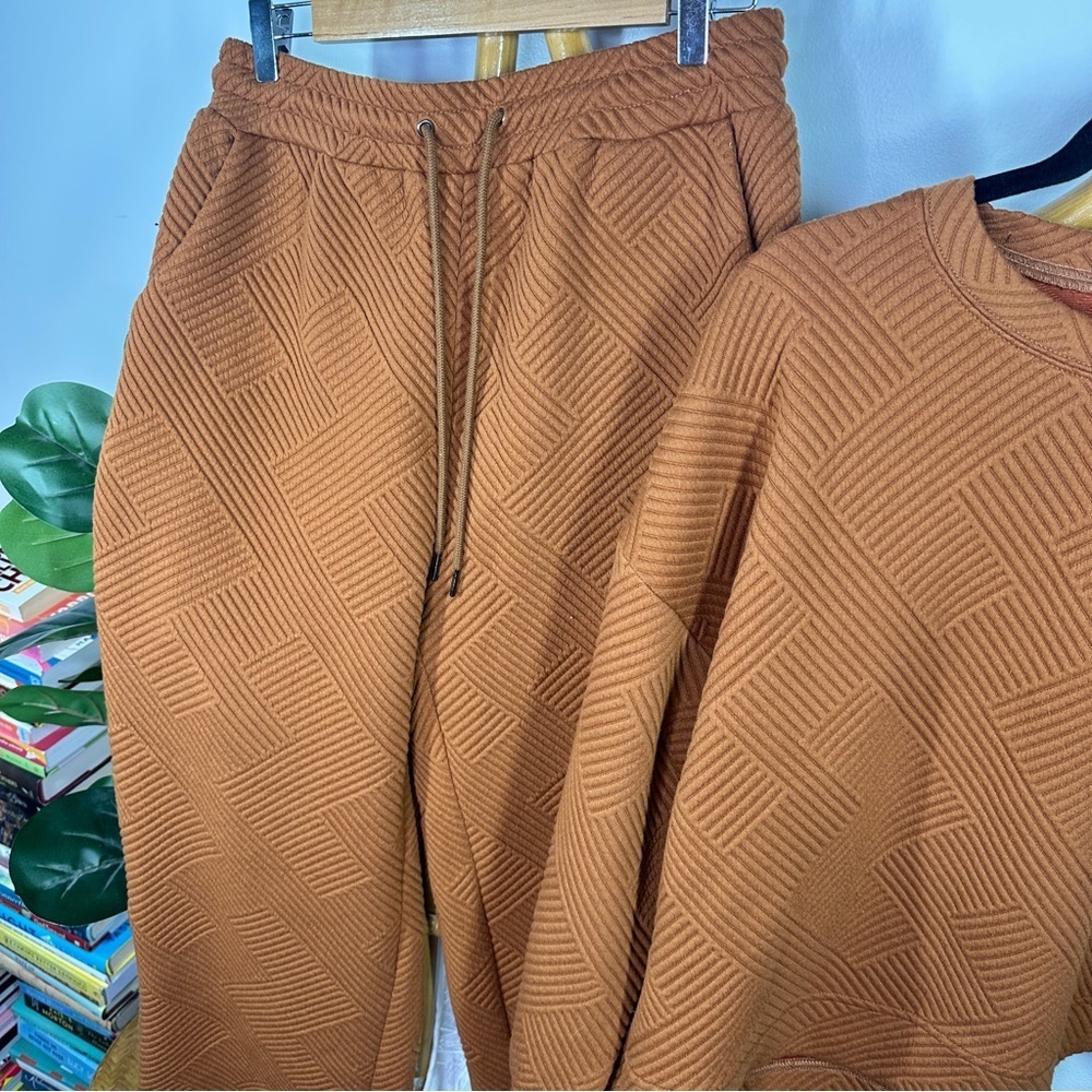 New In Textured Waffle Knit Sweater Set sz L - Picture 4 of 6